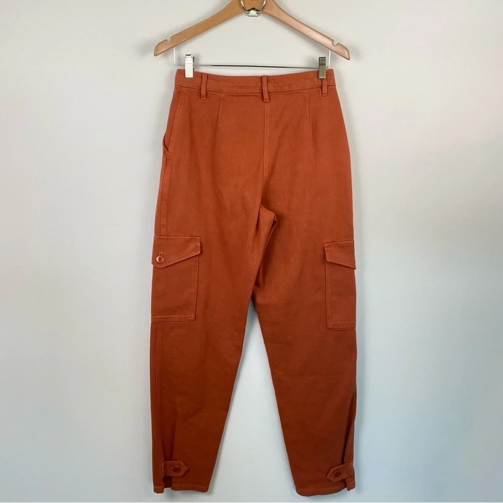 Aritzia Wilfred Free Modern Cargo Pant Rust Red Brown Button Fly High Rise